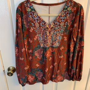 Velvet long sleeve top